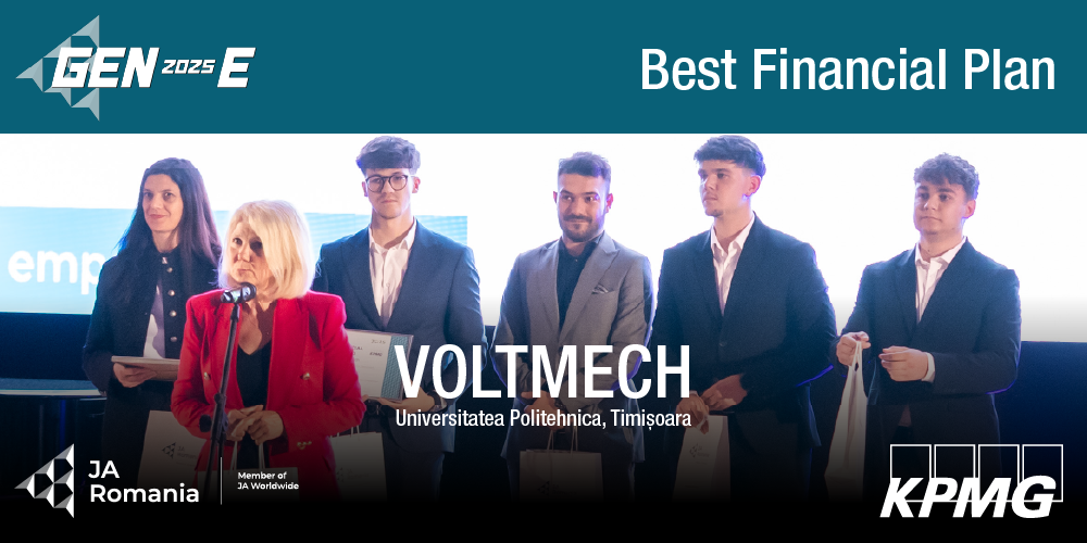 Premiul Best Financial Plan – susținut de KPMG România –, acordat la secțiunea studenți a competiției GEN-E echipei VOLTMECH, de la Universitatea Politehnica Timișoara