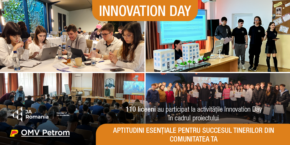 110 elevi din Alexandria și Bacău au participat la evenimentele Innovation Day, organizate în parteneriat cu OMV Petrom, dedicate soluțiilor sustenabile pentru orașele viitorului