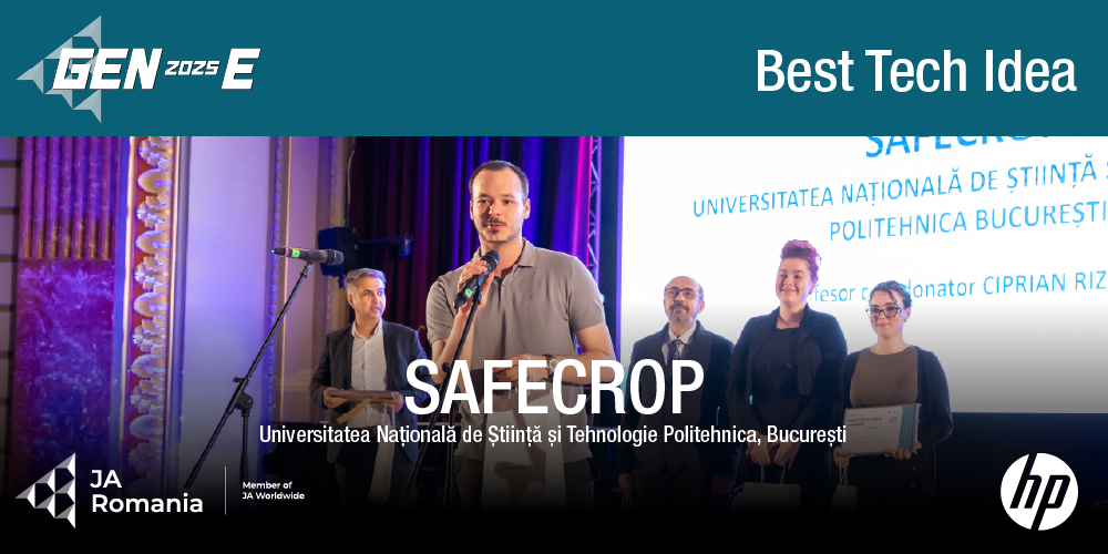 Premiul Best Tech Idea a fost acordat de HP Inc. România echipei SafeCrop, de la Universitatea Națională de Știință și Tehnologie Politehnica, București